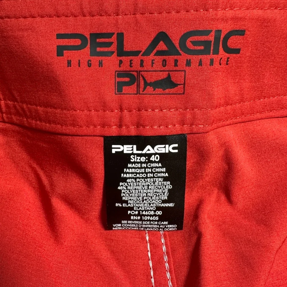 NWT Pelagic Deep Sea US Angler Fishing Shorts Red Grey Water Activated Mens 40